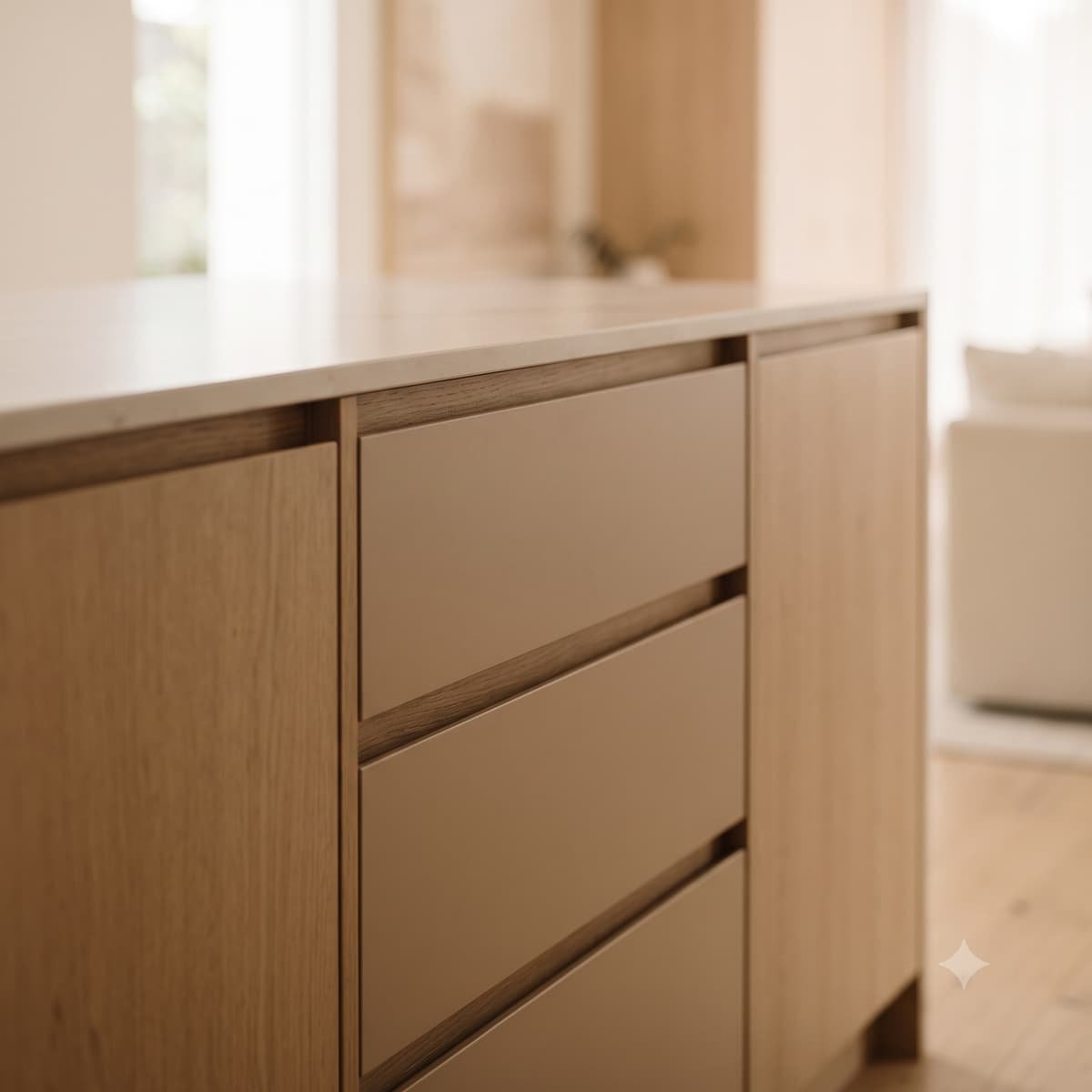 Handleless kitchen joinery detail
