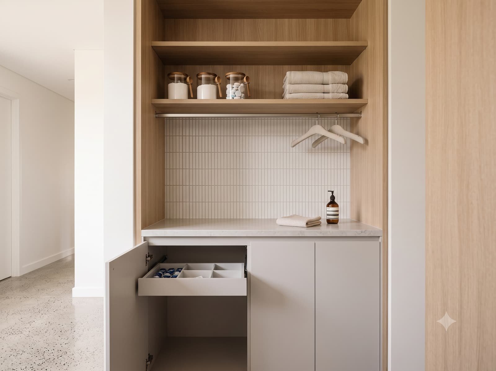 Compact laundry cabinetry