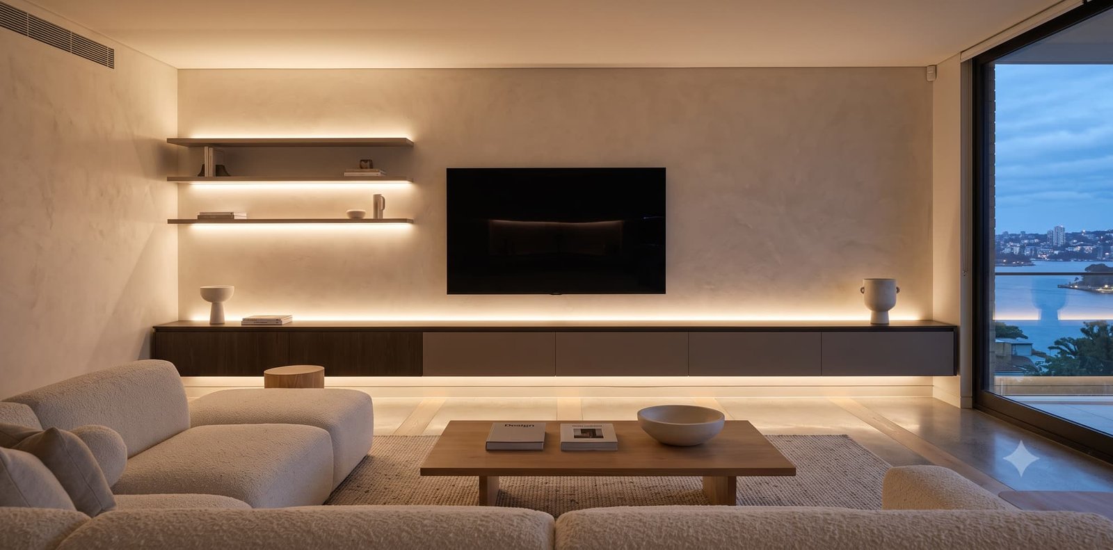 Media wall in living room